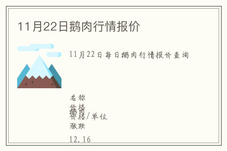 11月22日鹅肉行情报价