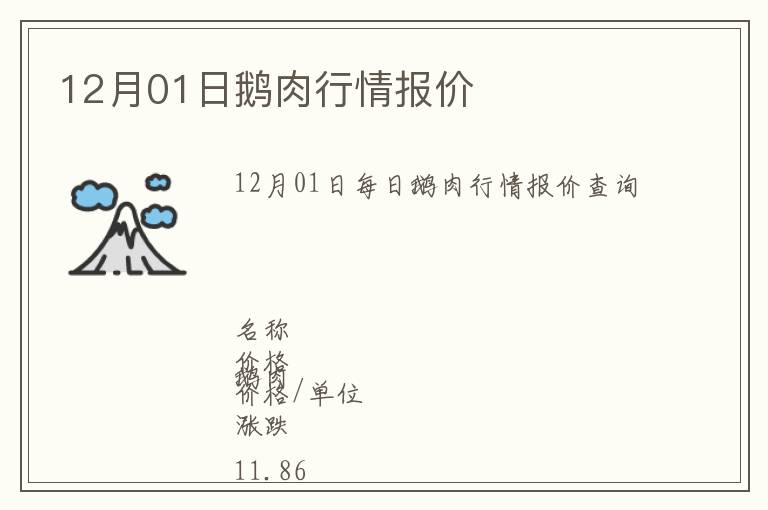 12月01日鹅肉行情报价