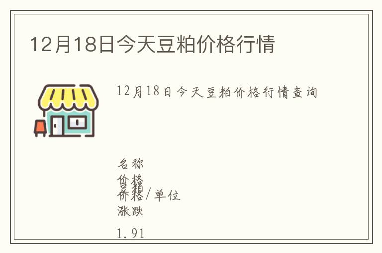 12月18日今天豆粕价格行情