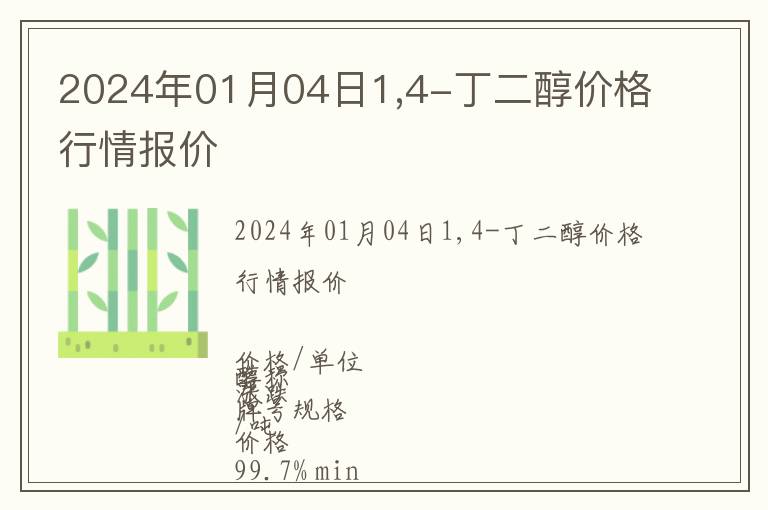 2024年01月04日1,4-丁二醇价格行情报价