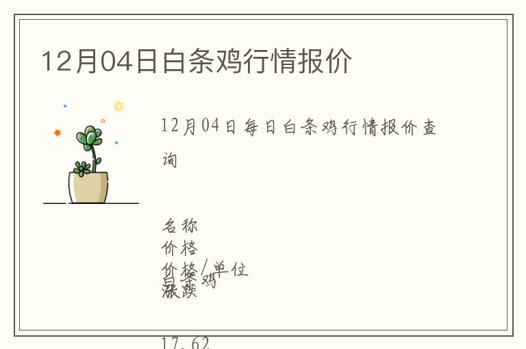 12月04日白条鸡行情报价