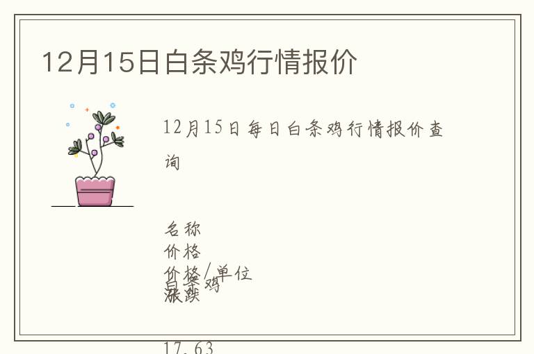 12月15日白条鸡行情报价