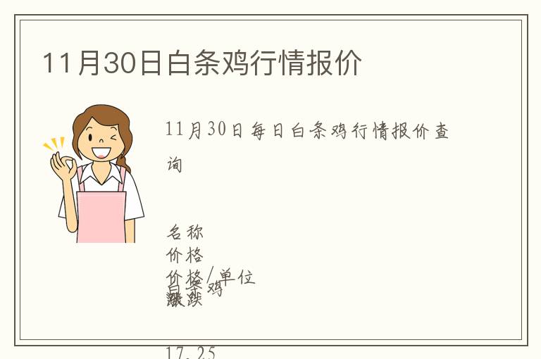 11月30日白条鸡行情报价