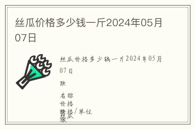 丝瓜价格多少钱一斤2024年05月07日