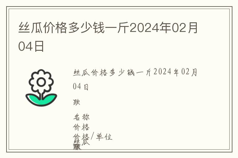 丝瓜价格多少钱一斤2024年02月04日