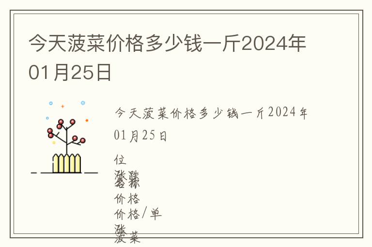 今天菠菜价格多少钱一斤2024年01月25日