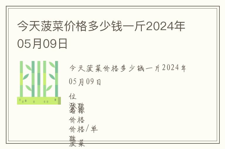 今天菠菜价格多少钱一斤2024年05月09日