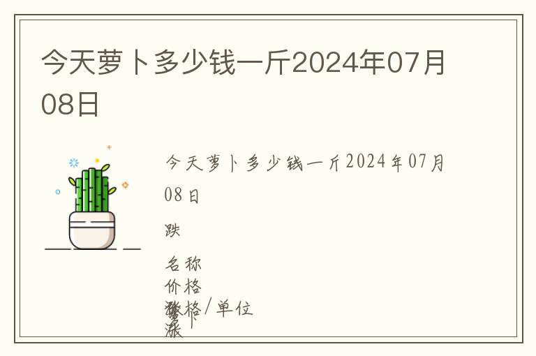 今天萝卜多少钱一斤2024年07月08日