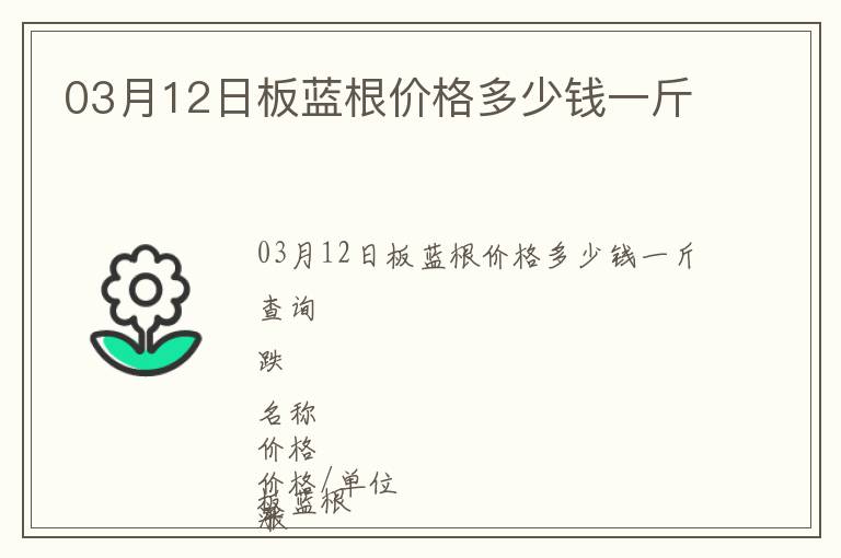 03月12日板蓝根价格多少钱一斤