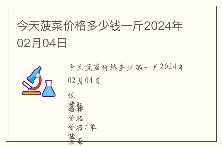 今天菠菜价格多少钱一斤2024年02月04日