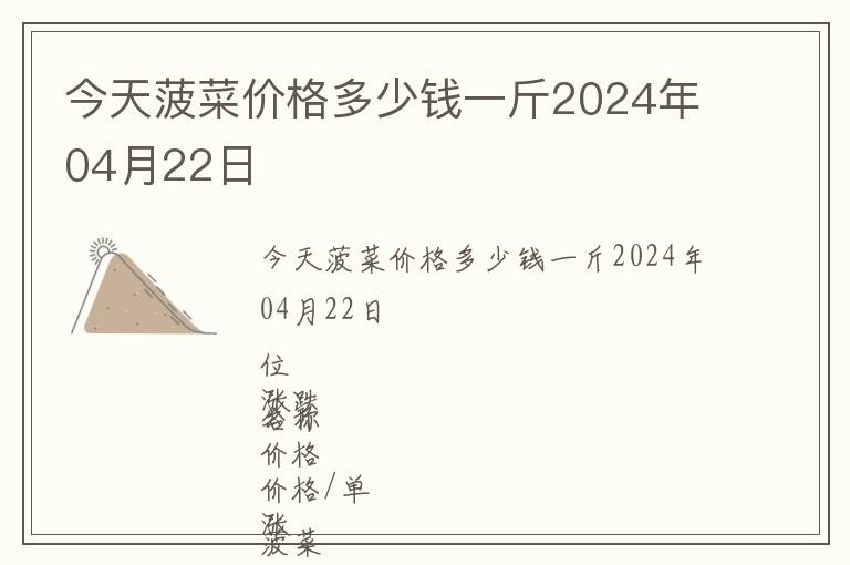 今天菠菜价格多少钱一斤2024年04月22日