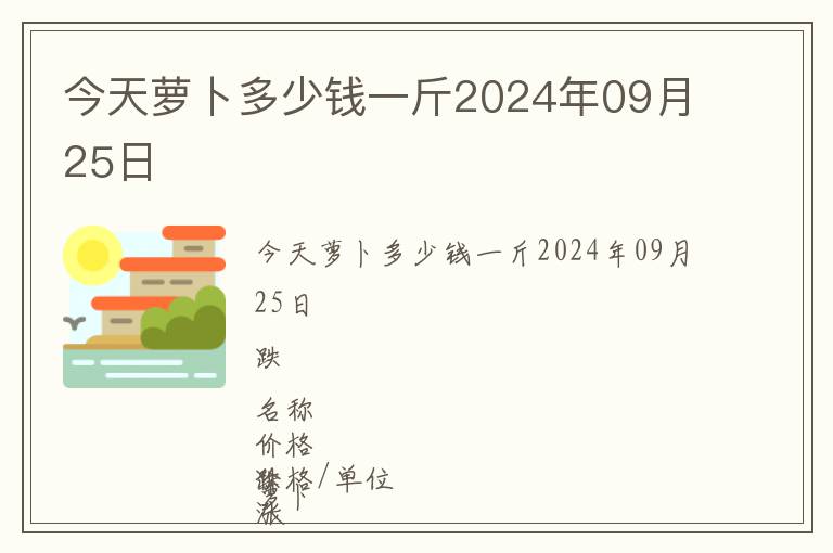 今天萝卜多少钱一斤2024年09月25日