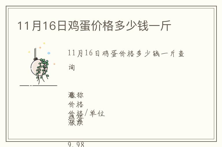 11月16日鸡蛋价格多少钱一斤