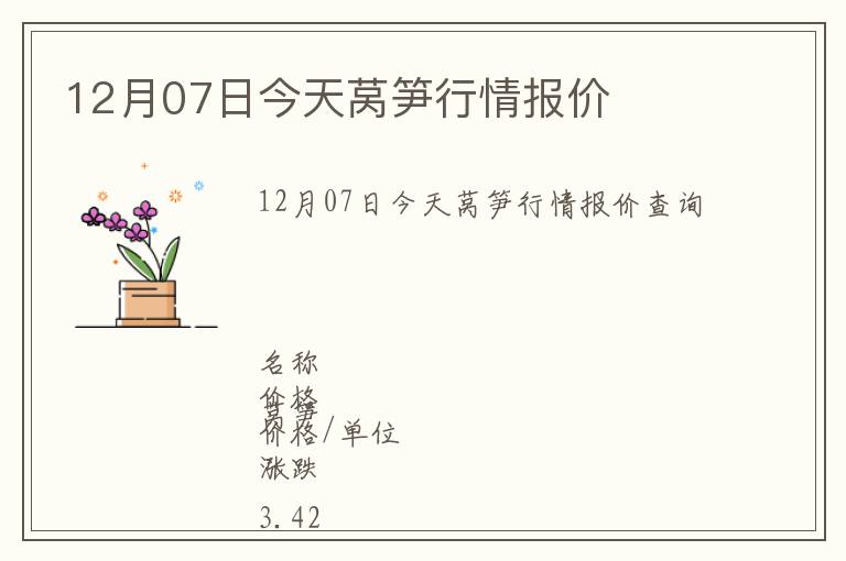 12月07日今天莴笋行情报价