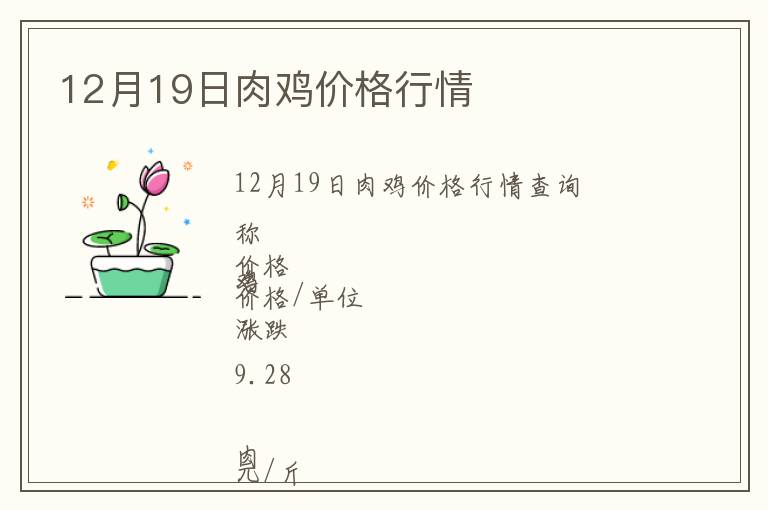 12月19日肉鸡价格行情