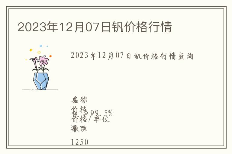 2023年12月07日钒价格行情