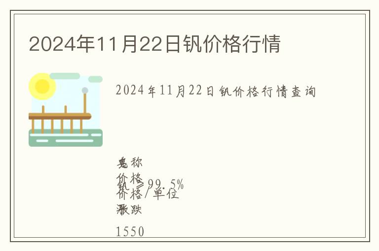 2024年11月22日钒价格行情