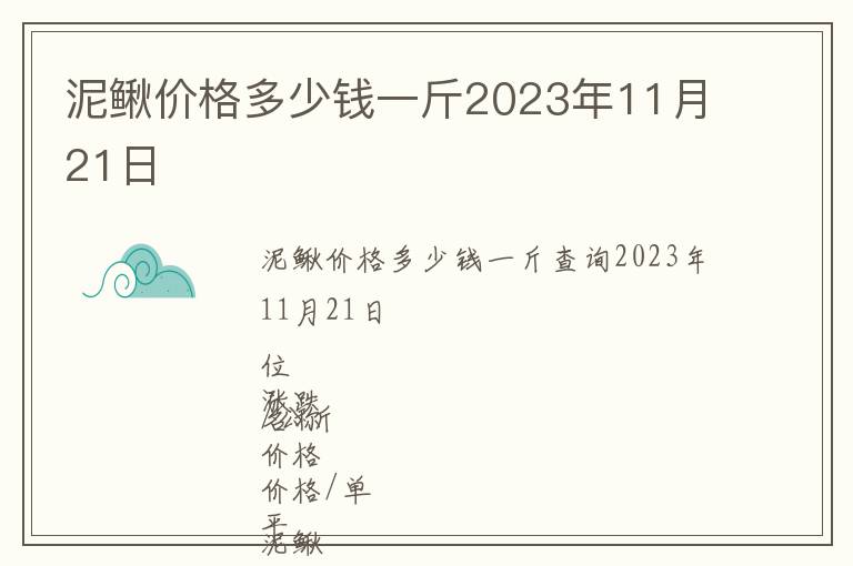 泥鳅价格多少钱一斤2023年11月21日