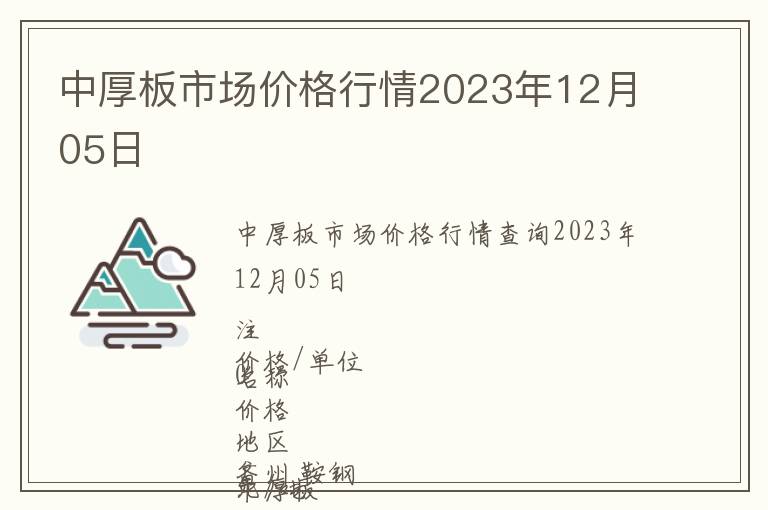 中厚板市场价格行情2023年12月05日