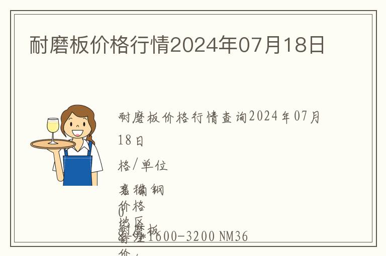 耐磨板价格行情2024年07月18日