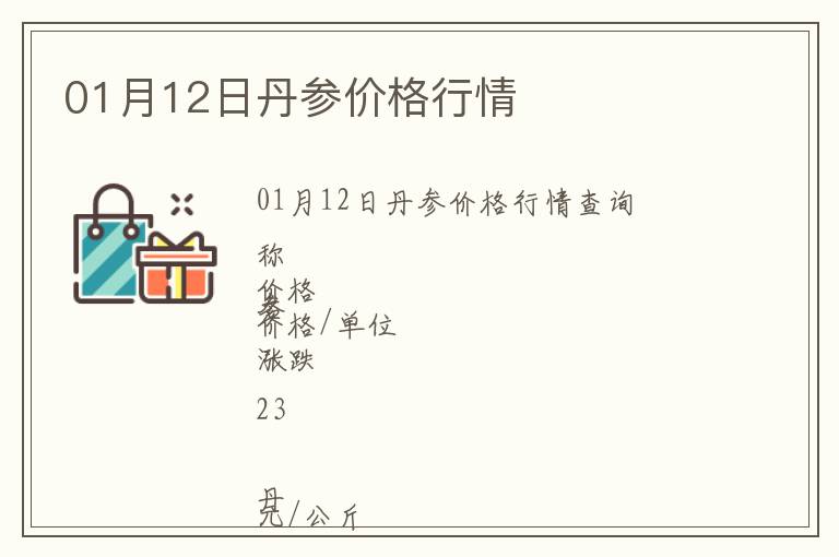 01月12日丹参价格行情