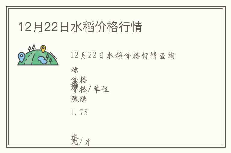 12月22日水稻价格行情