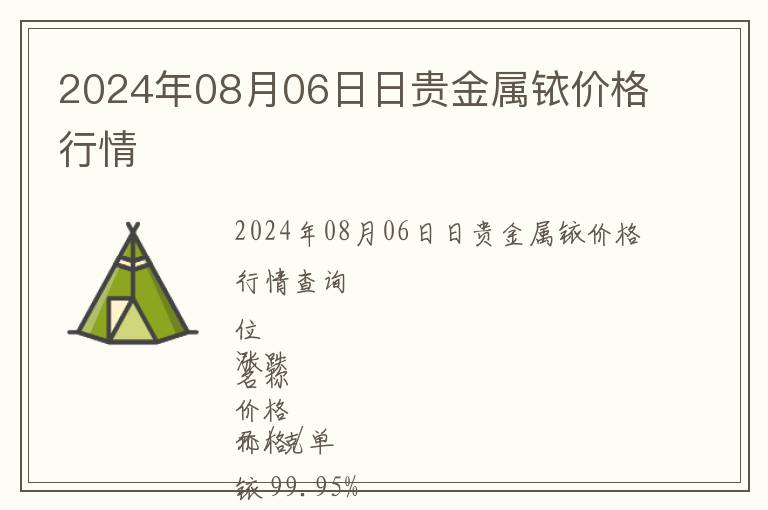 2024年08月06日日贵金属铱价格行情