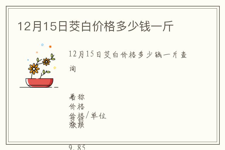 12月15日茭白价格多少钱一斤