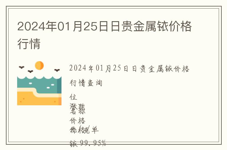 2024年01月25日日贵金属铱价格行情