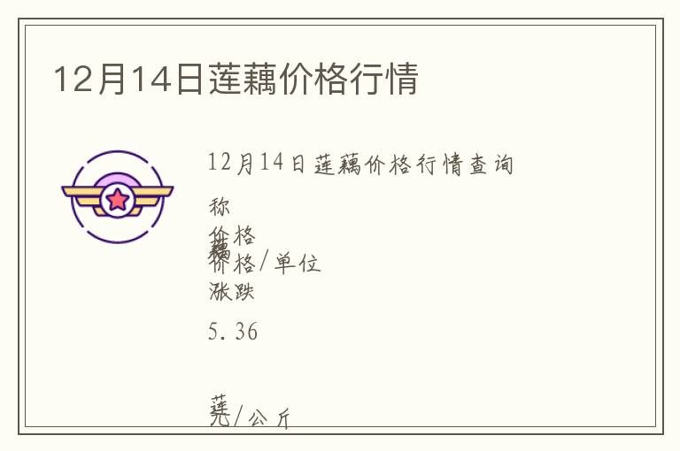 12月14日莲藕价格行情