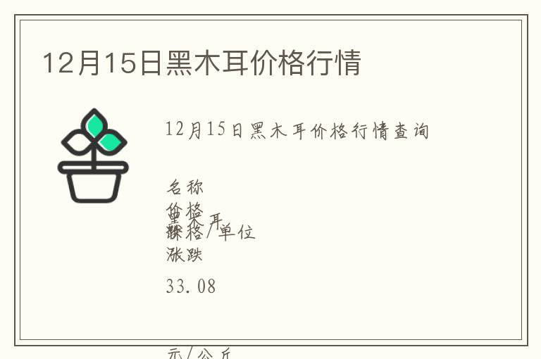 12月15日黑木耳价格行情