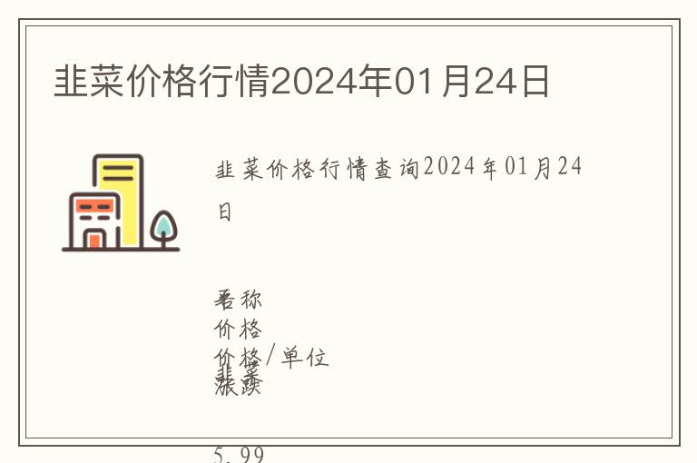 韭菜价格行情2024年01月24日