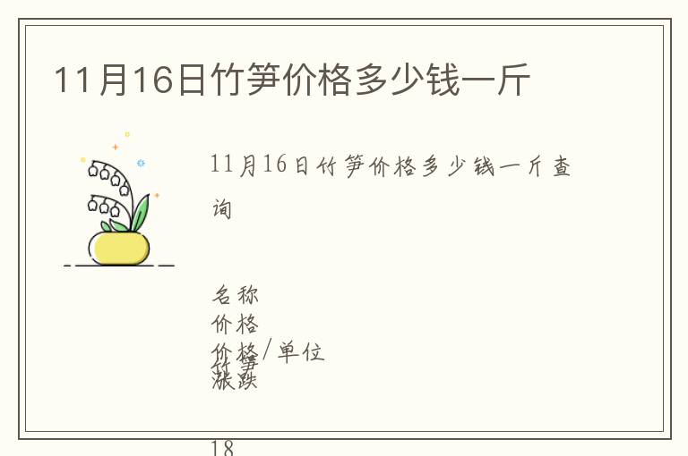 11月16日竹笋价格多少钱一斤