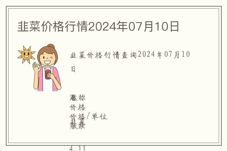 韭菜价格行情2024年07月10日