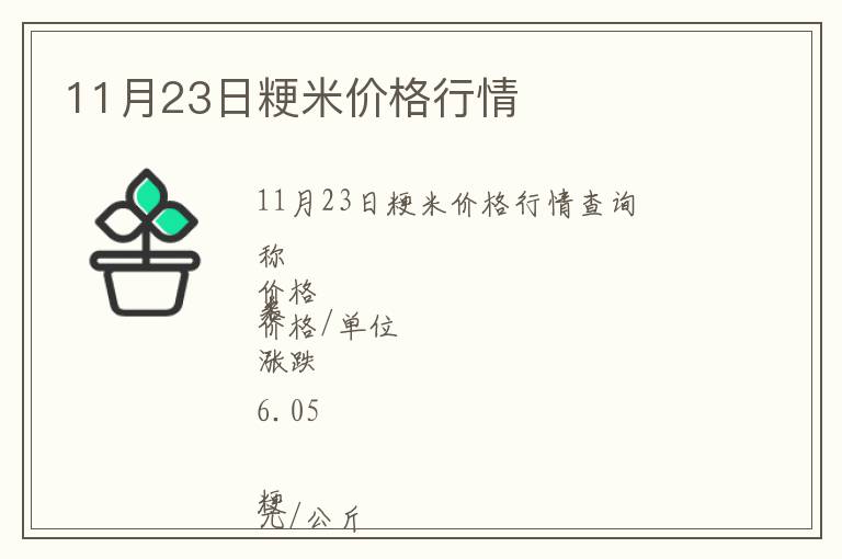 11月23日粳米价格行情