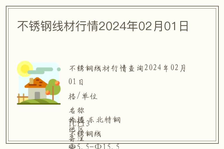 不锈钢线材行情2024年02月01日