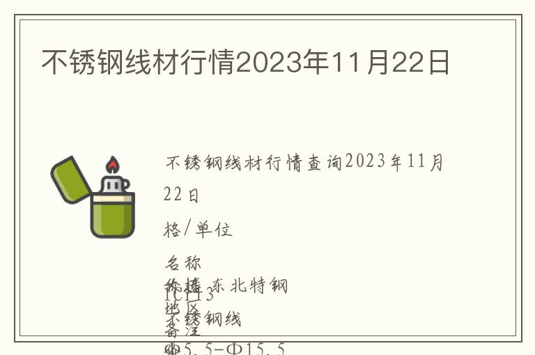 不锈钢线材行情2023年11月22日