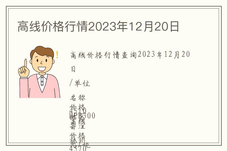 高线价格行情2023年12月20日