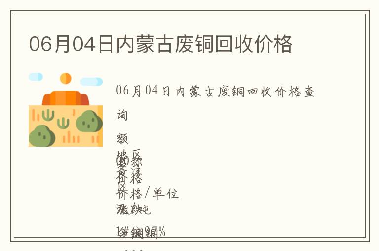 06月04日内蒙古废铜回收价格