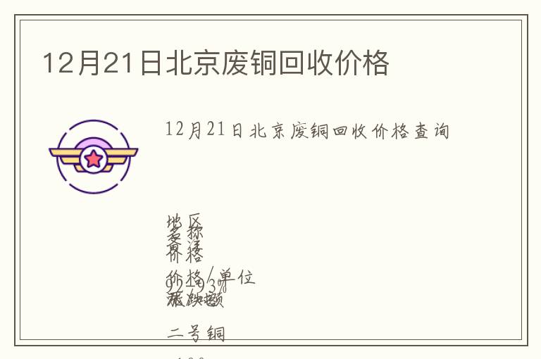 12月21日北京废铜回收价格