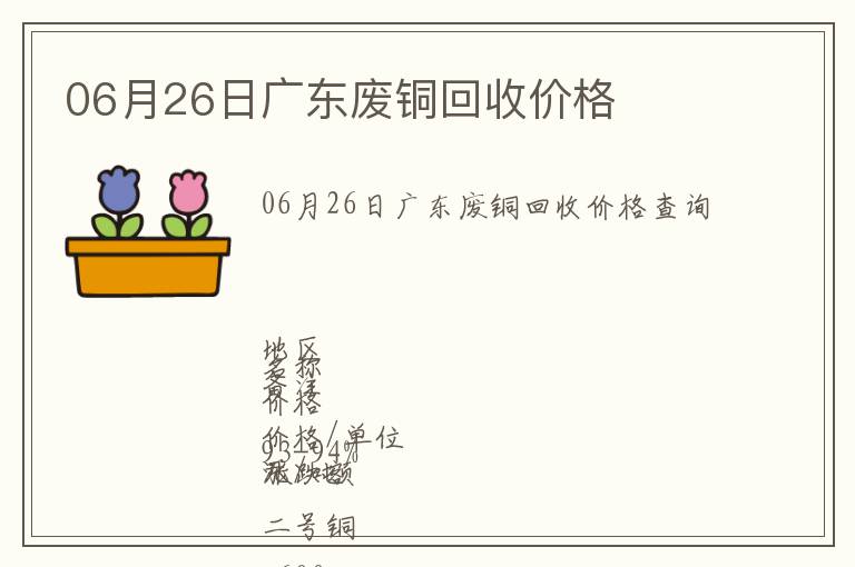 06月26日广东废铜回收价格