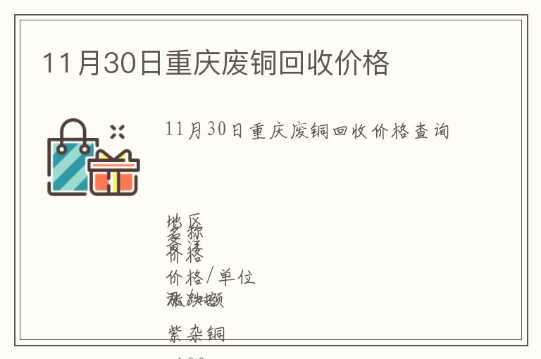 11月30日重庆废铜回收价格