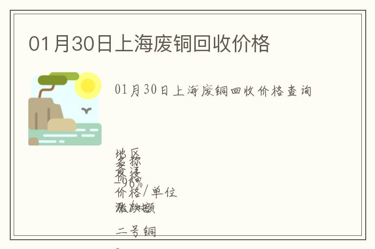 01月30日上海废铜回收价格