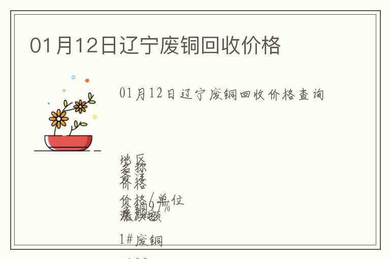 01月12日辽宁废铜回收价格