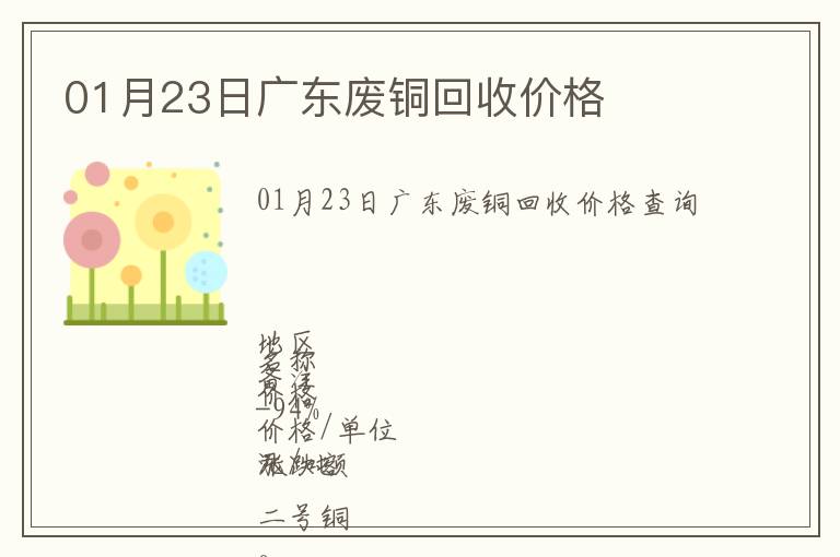 01月23日广东废铜回收价格