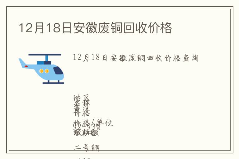 12月18日安徽废铜回收价格