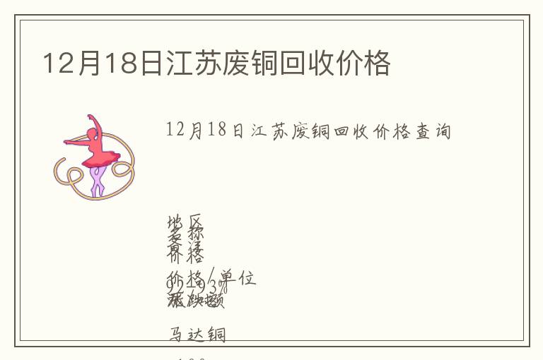 12月18日江苏废铜回收价格