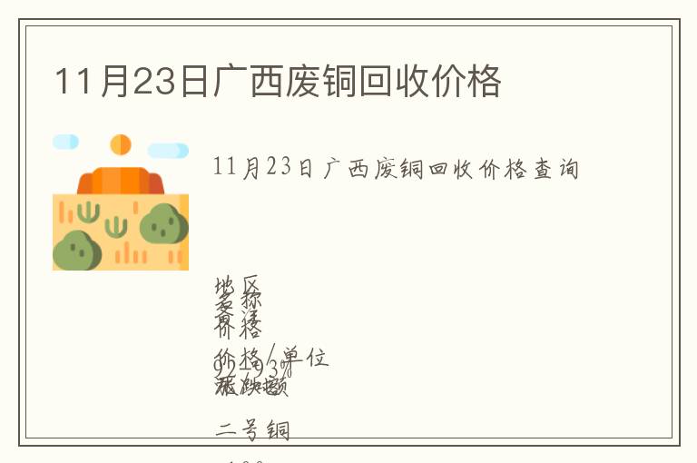 11月23日广西废铜回收价格