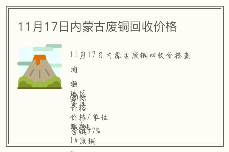 11月17日内蒙古废铜回收价格