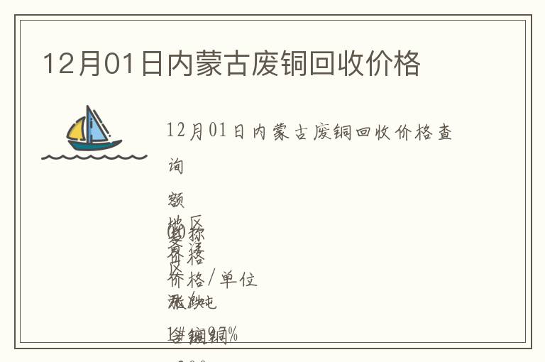 12月01日内蒙古废铜回收价格